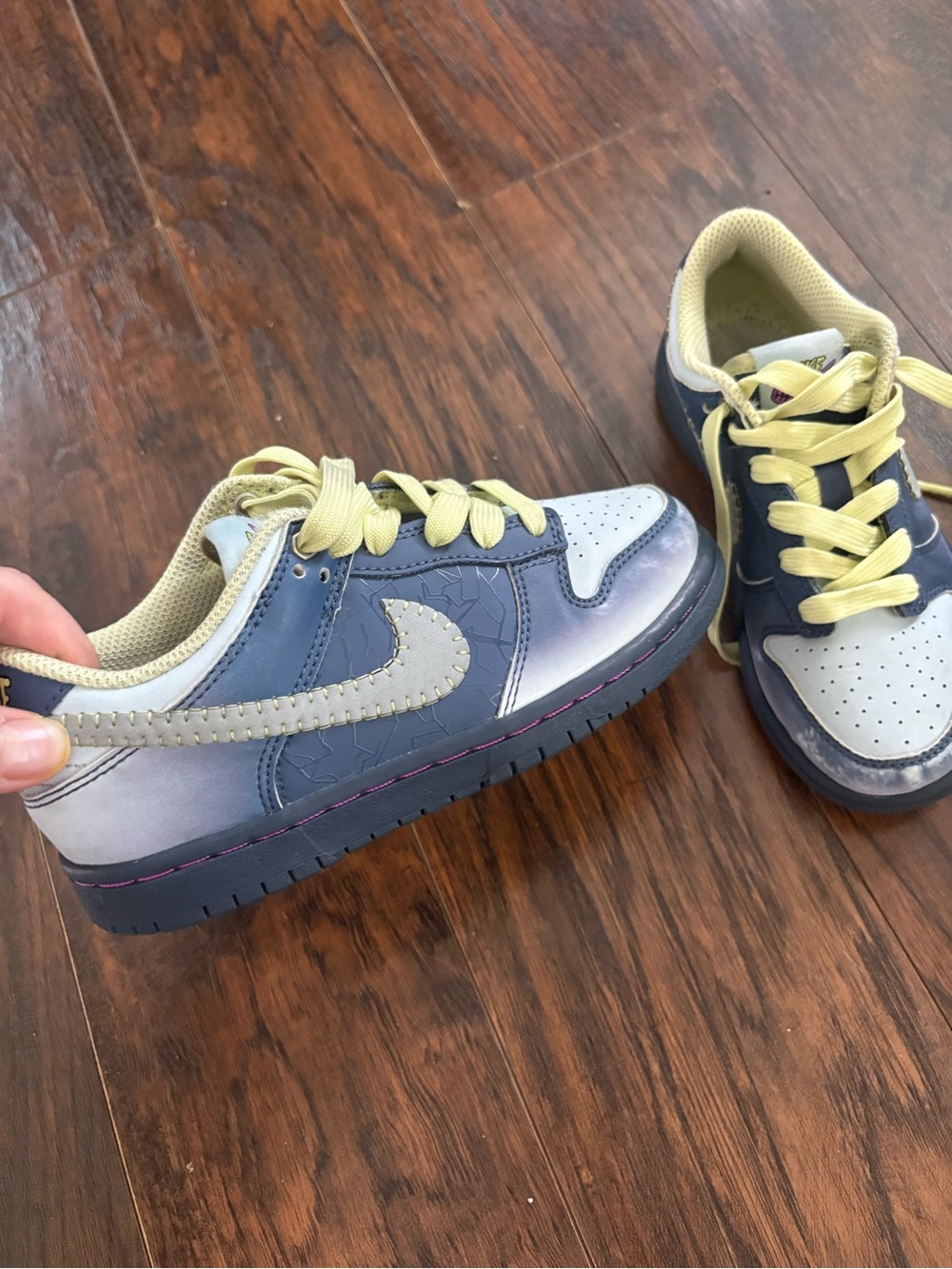 Nike Kids Navy, Light Gray & Yellow Low-Top Sneakers